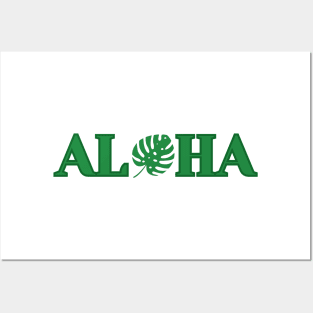 aloha with monstera design green Posters and Art